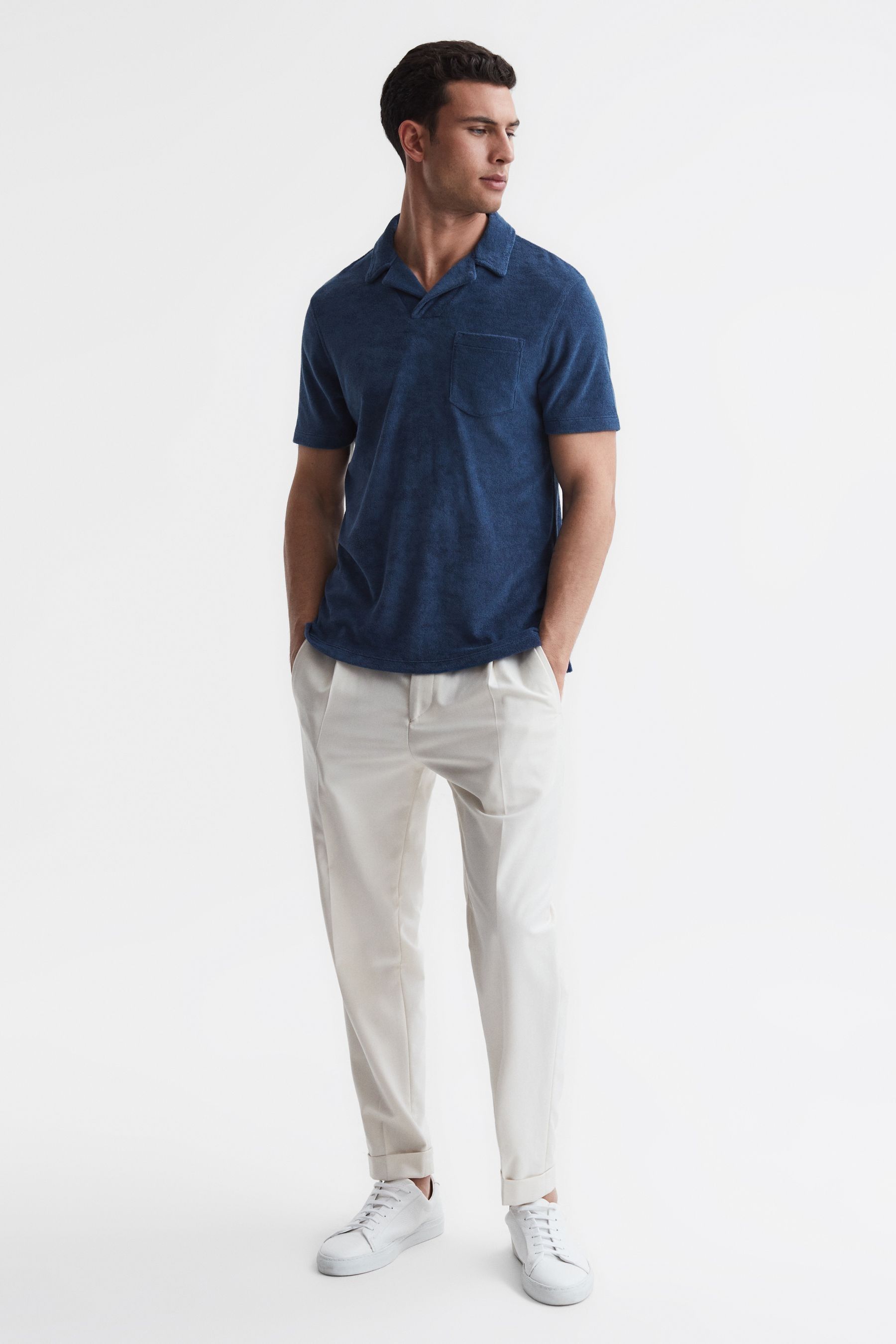 Buy Reiss Royal Blue Caicos Towelling Cuban Collar Polo Shirt from the ...