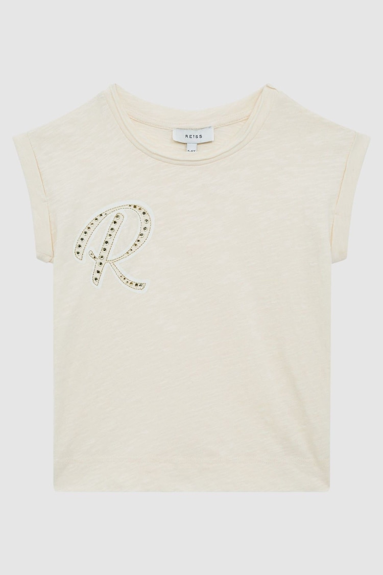 Reiss Off White Tabby 9-12 yrs Embellished T-Shirt - Image 1 of 1