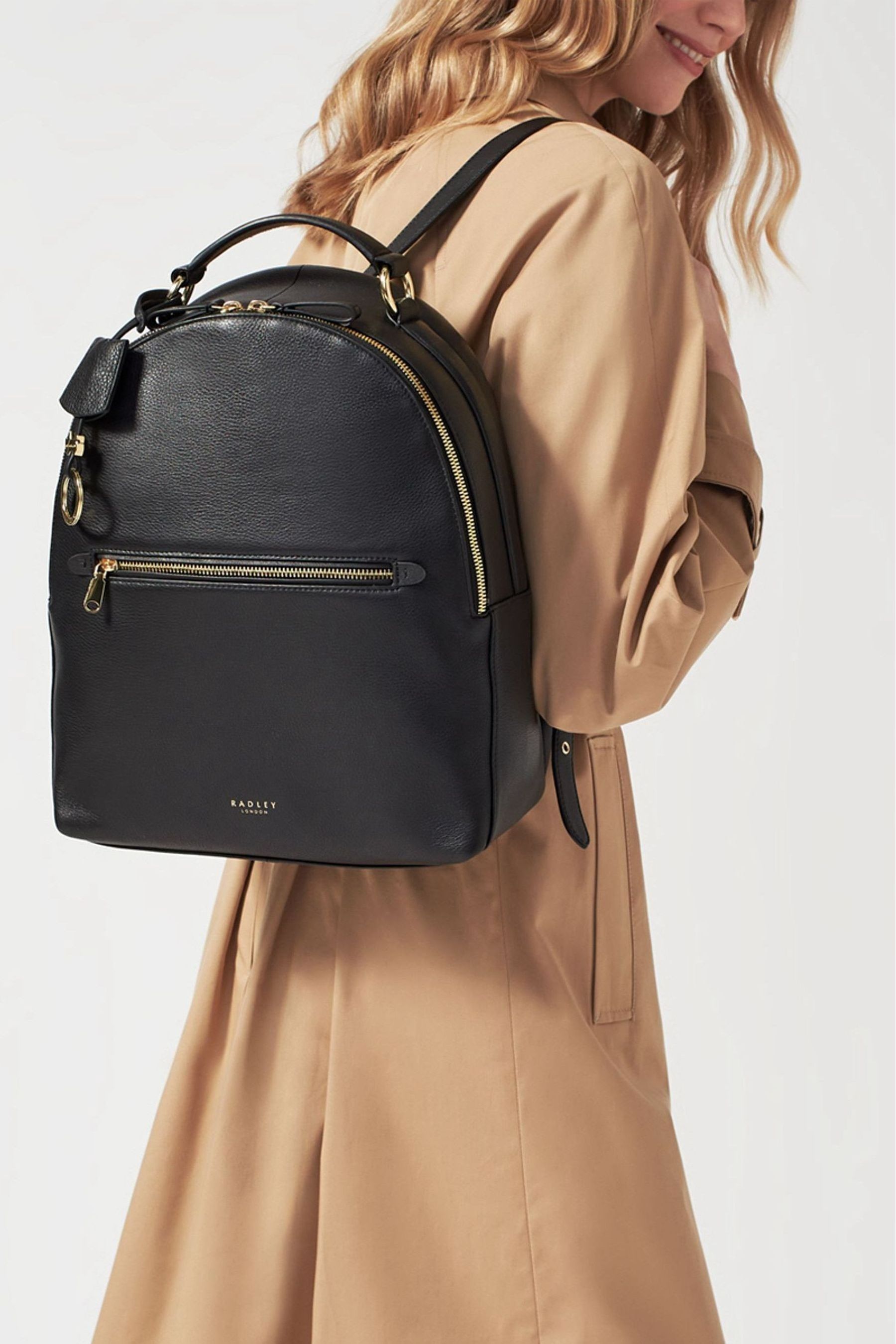 Buy Radley London Medium Witham Road Black ZipTop Backpack from the