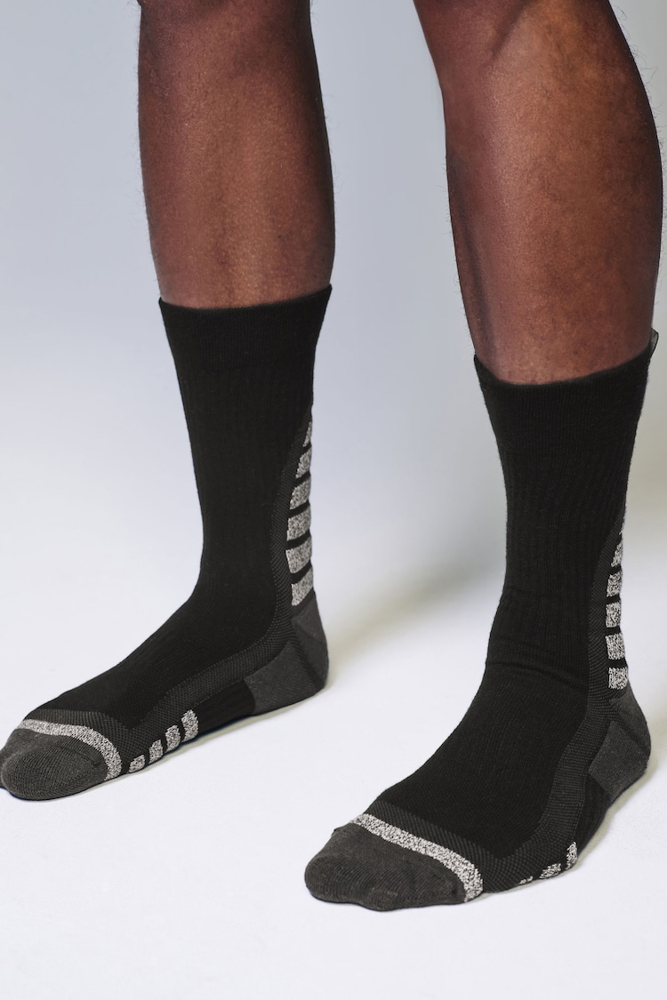 Black/Grey Active Cushioned Walking Socks 2 Pack - Image 1 of 1