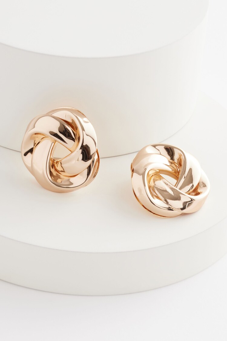 Gold Tone Statement Swirl Button Earrings - Image 1 of 1