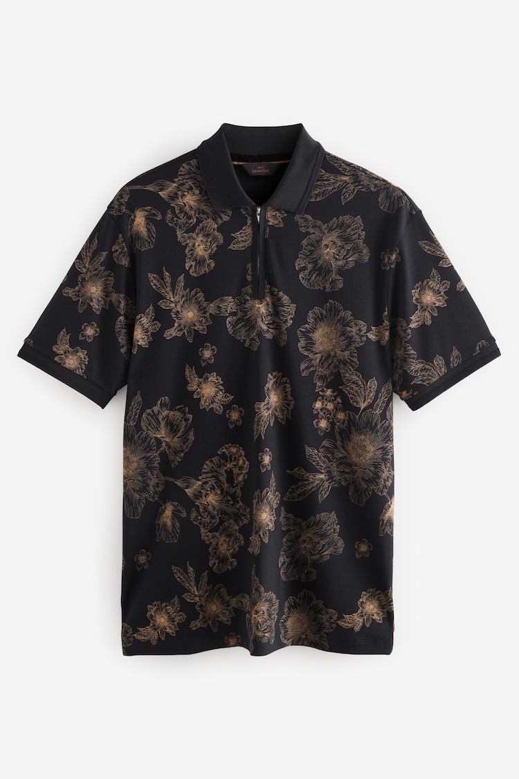 Black Floral Signature Modal Polo Shirt - Image 1 of 1