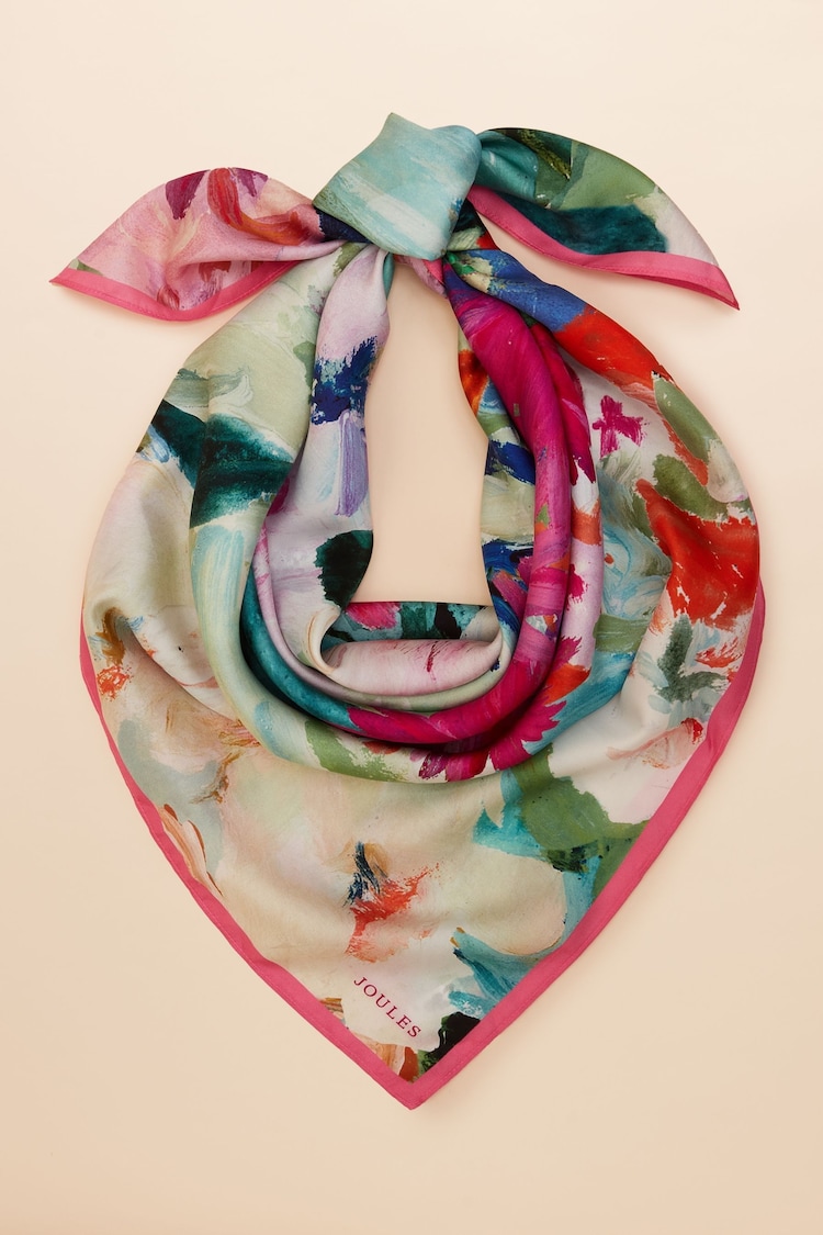 Floral - Joules Bloomfield Square 100% Silk Scarf - Imagen 1 de 1