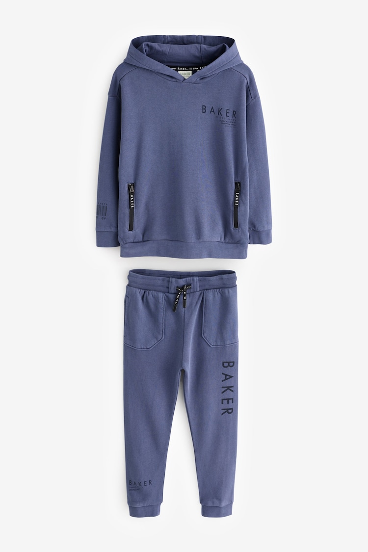 Baker by Ted Baker Blue 100% Cotton Hoodie And Joggers Set - Image 1 of 1