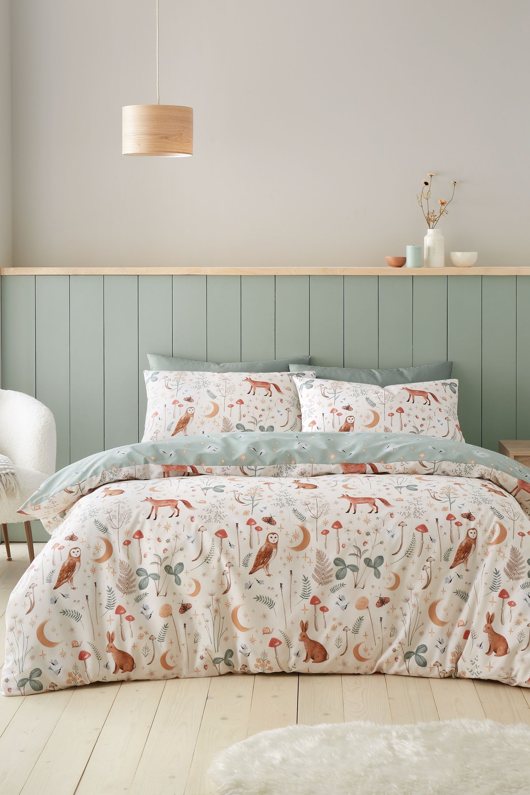 Catherine Lansfield Natural Catherine Lansfield Enchanted Twilight Animals Duvet Cover Set DOUBLE Adult