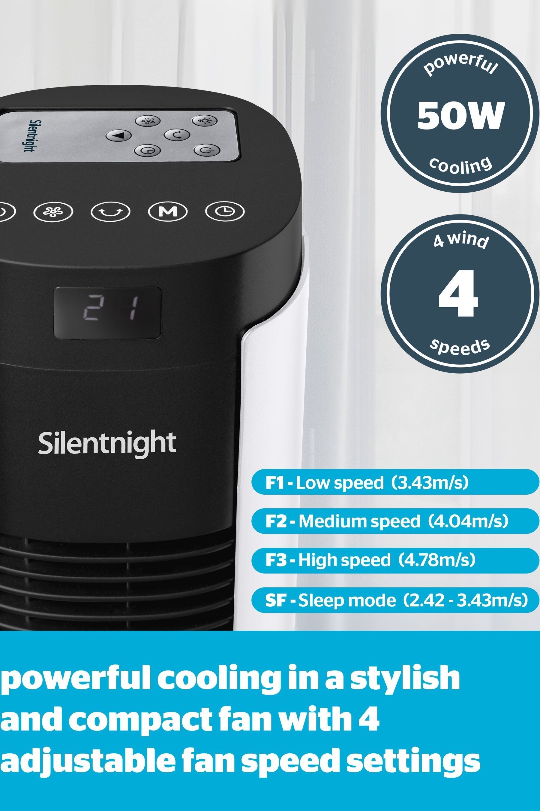 Buy Silentnight White Home Electrics Airmax 3400 Oscillating Tower Fan