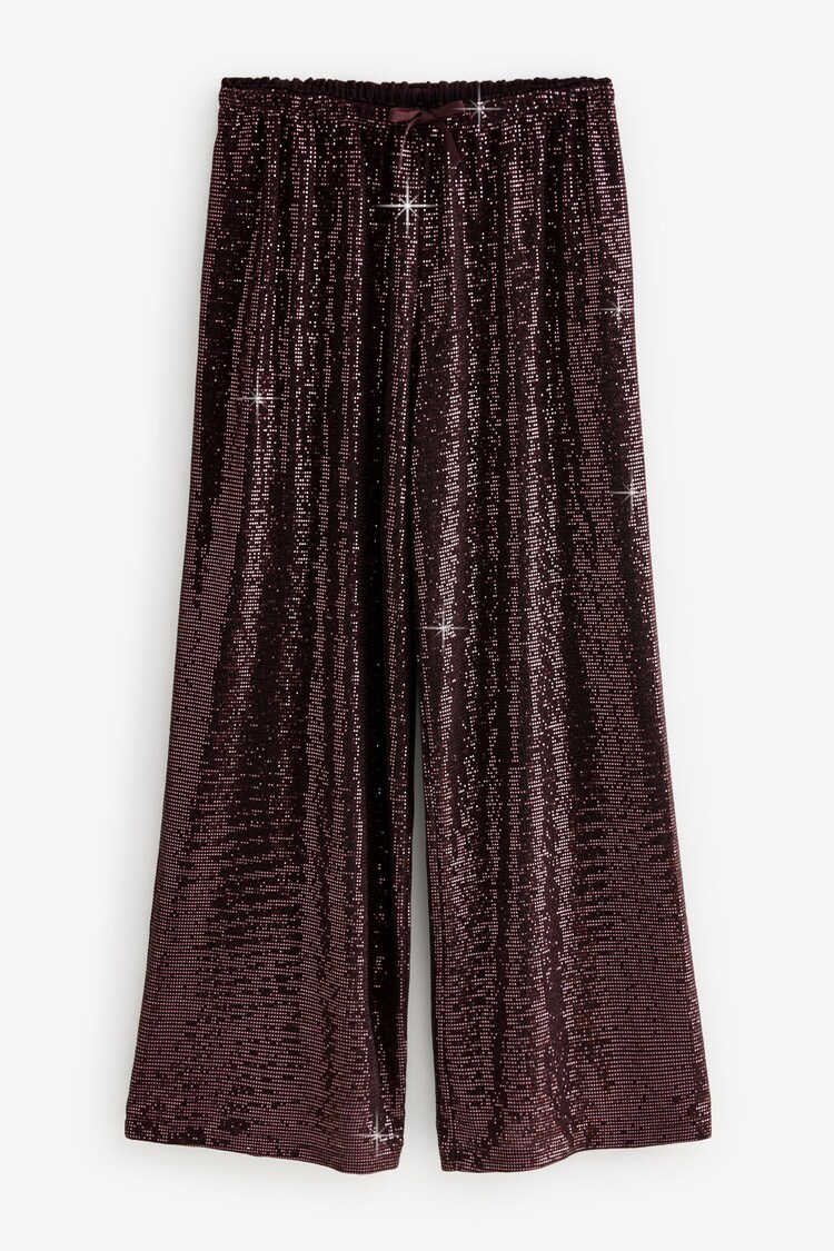 Burgundy Sequin Wide Leg Trousers - Image 1 of 1