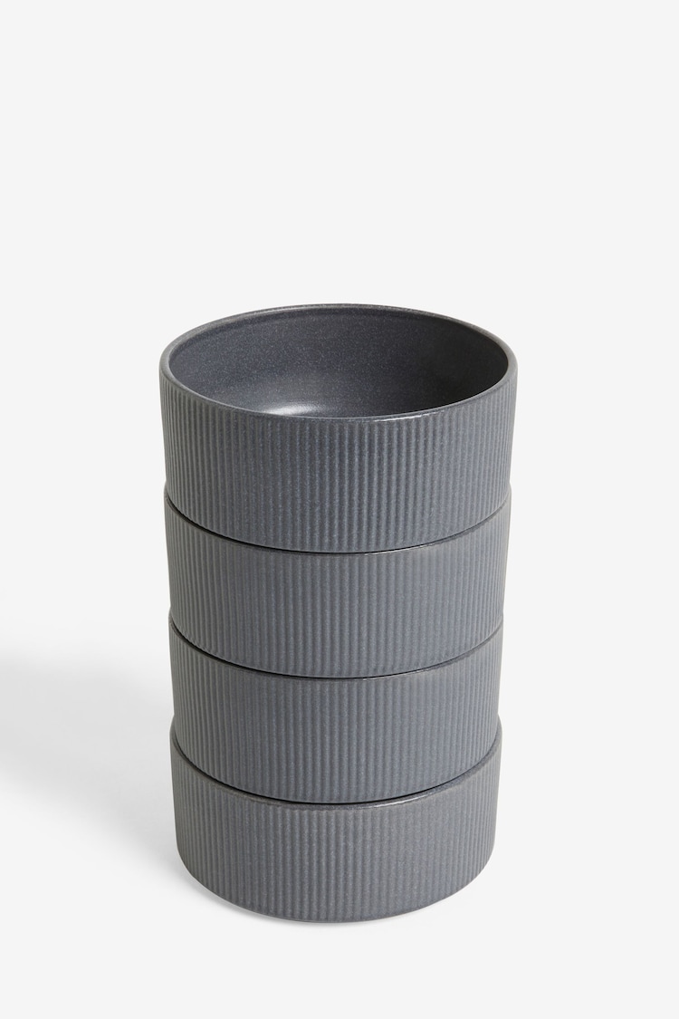 Set of 4 Charcoal Grey Stamford Set of 4 Cereal Bowls - Image 1 of 1