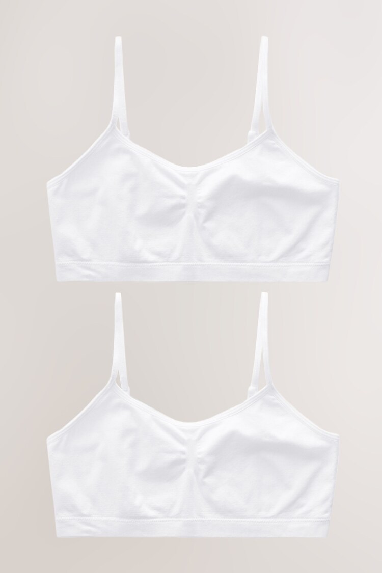Weiß - 2er-Pack nahtlose Cropped-Tops (7–16 Jahre) - Bild 1 von 1
