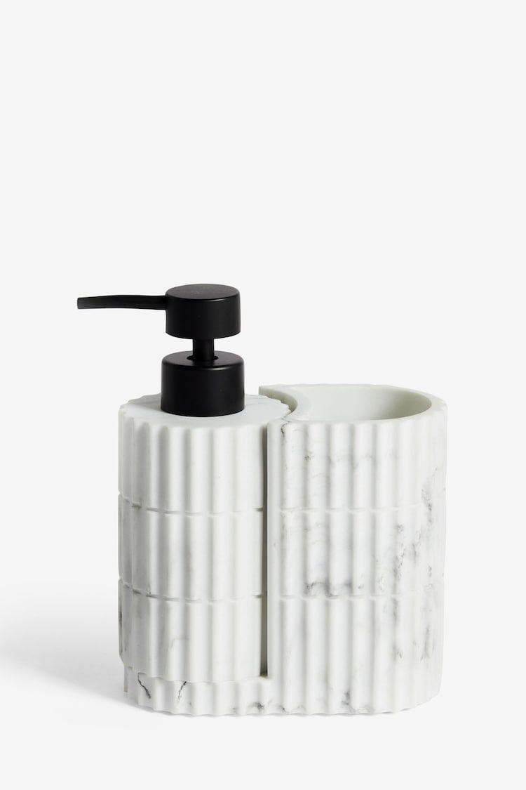 White Marble Effect Rib Soap Tidy Dispenser - Image 1 of 1