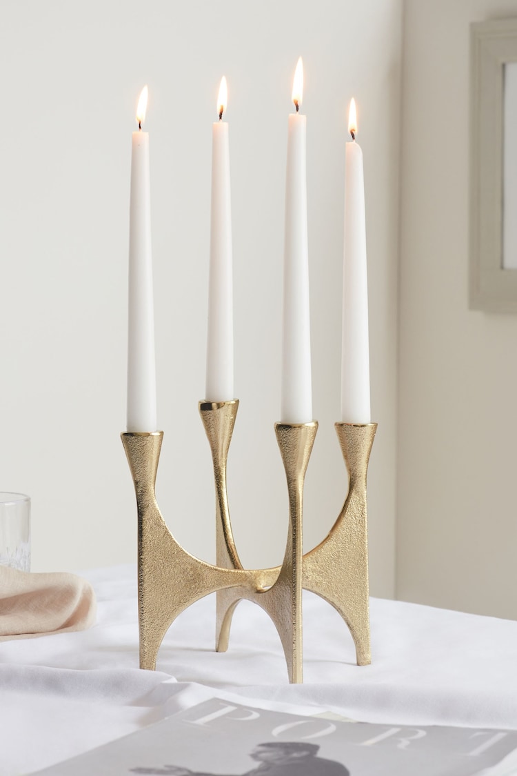 Gold Metal Candelabra - Image 1 of 1 Gold Metal Candelabra - Image 1 of 1