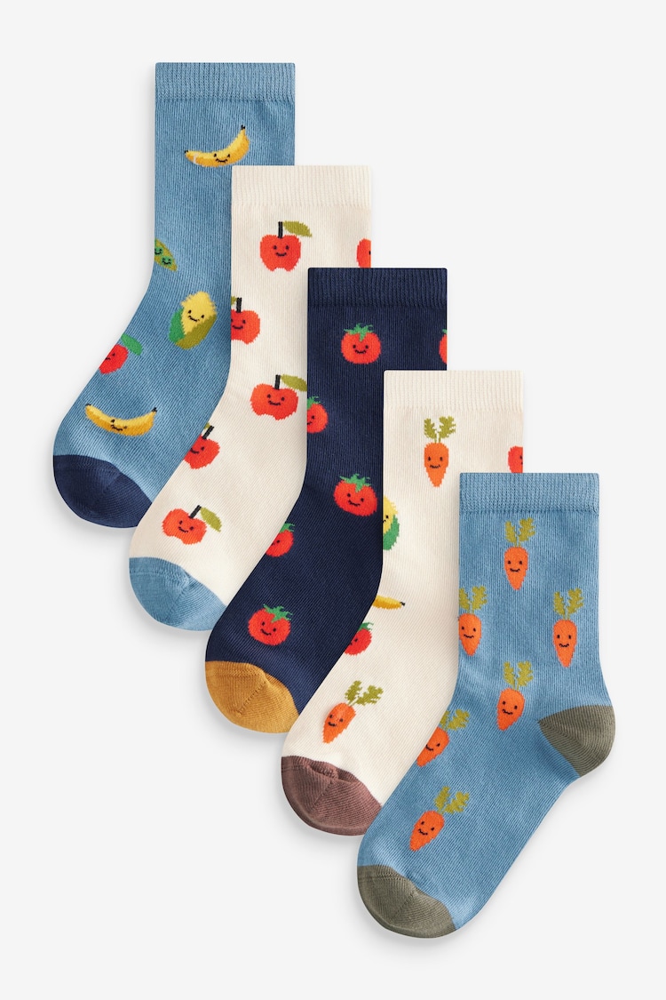 Fruit Vegetable Prints Print Rich Socks 5 Pack - Image 1 of 1