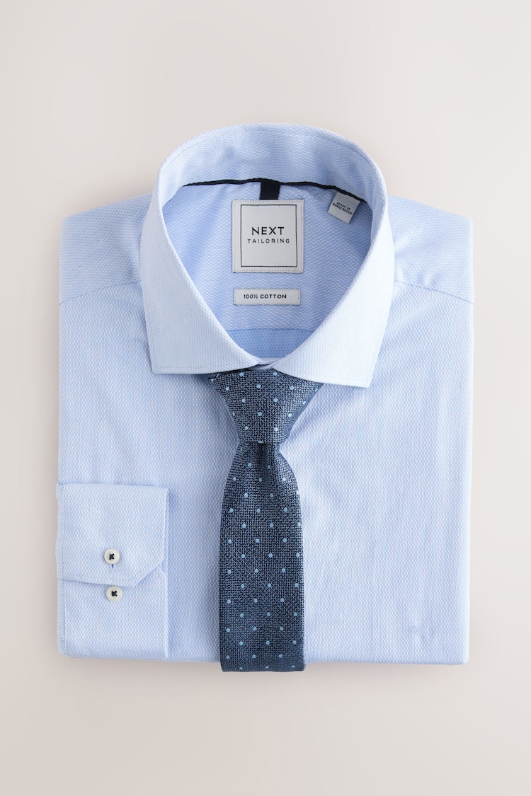 White/Blue Polka Dot Slim Fit Occasion Shirt And Tie Pack - Image 1 of 1
