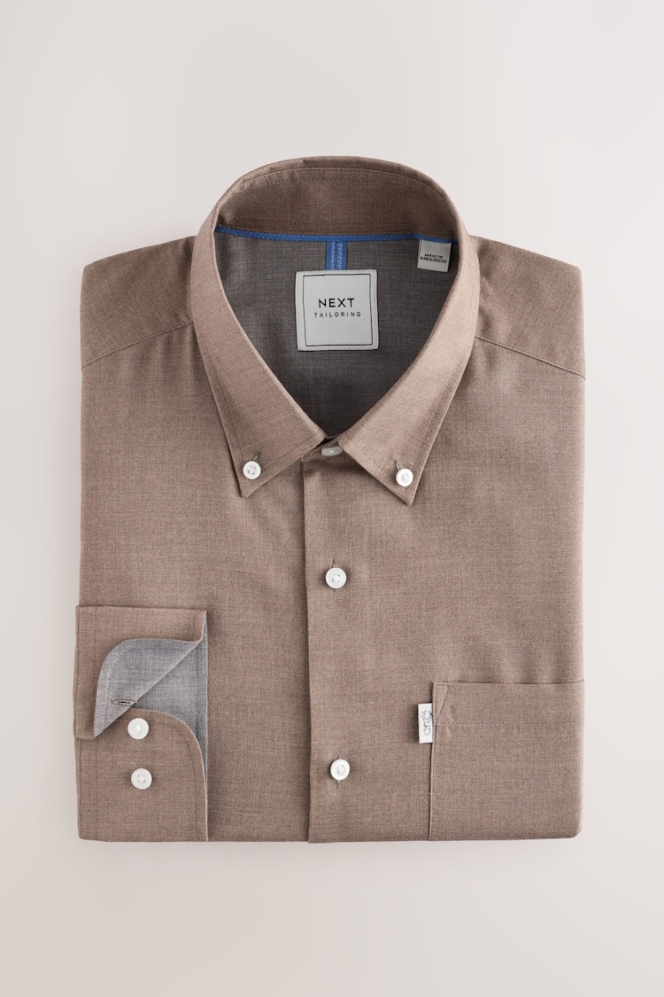 Бежевый меланжевый - Обычный крой - Button Down Easy Iron Oxford Shirt - Image 1 of 1