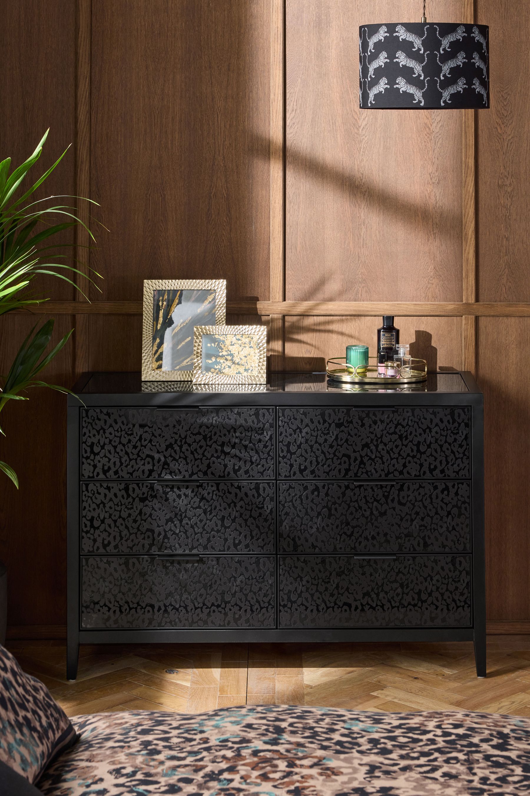 Black glass chest of drawers sale