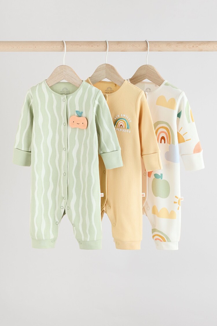 Multi Rainbow Baby Footless Sleepsuits 3 Pack (0mths-3yrs) - Image 1 of 1
