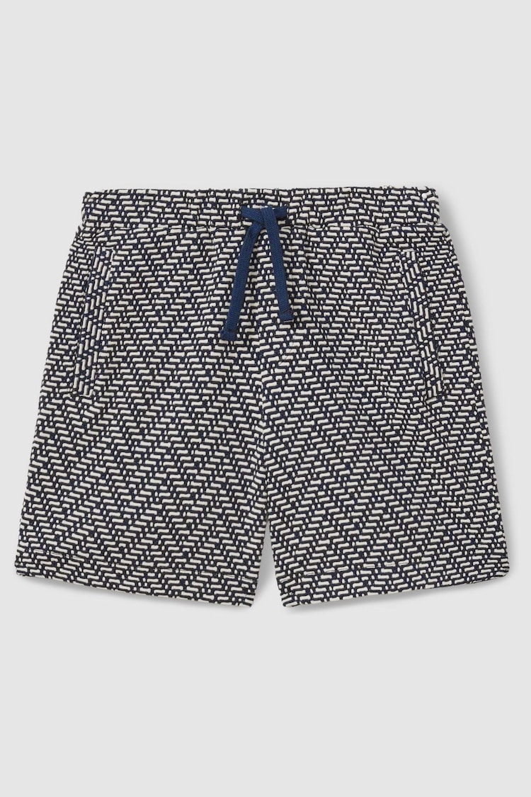 Reiss Navy Ellis 3-9 yrs Zig-Zag Drawstring Waist Shorts - Image 1 of 1