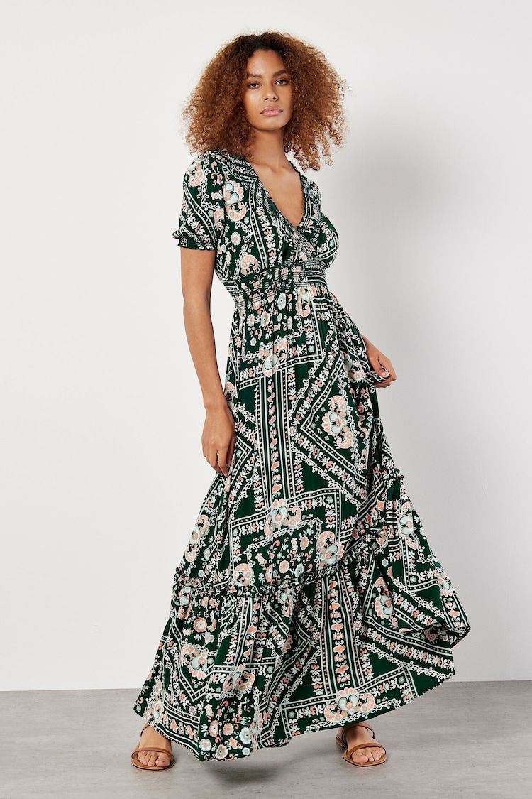 Apricot Green Positano Scarf Print Maxi Dress - Image 1 of 1