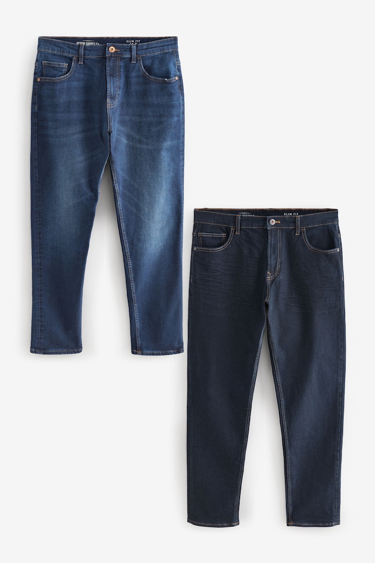 Blau Mitte/Blau Indigo Waschung - 2er-Pack - Slim Fit Classic Stretch-Jeans - Bild 1 von 1 Blau Mitte/Blau Indigo Waschung - 2er-Pack - Slim Fit Classic Stretch-Jeans - Bild 1 von 1