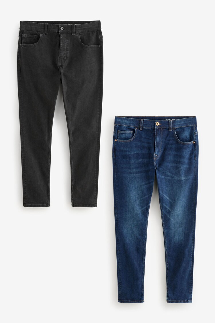 Синий/черный - 2 Пакет - Skinny Fit Classic Stretch Jeans - Image 1 of 1