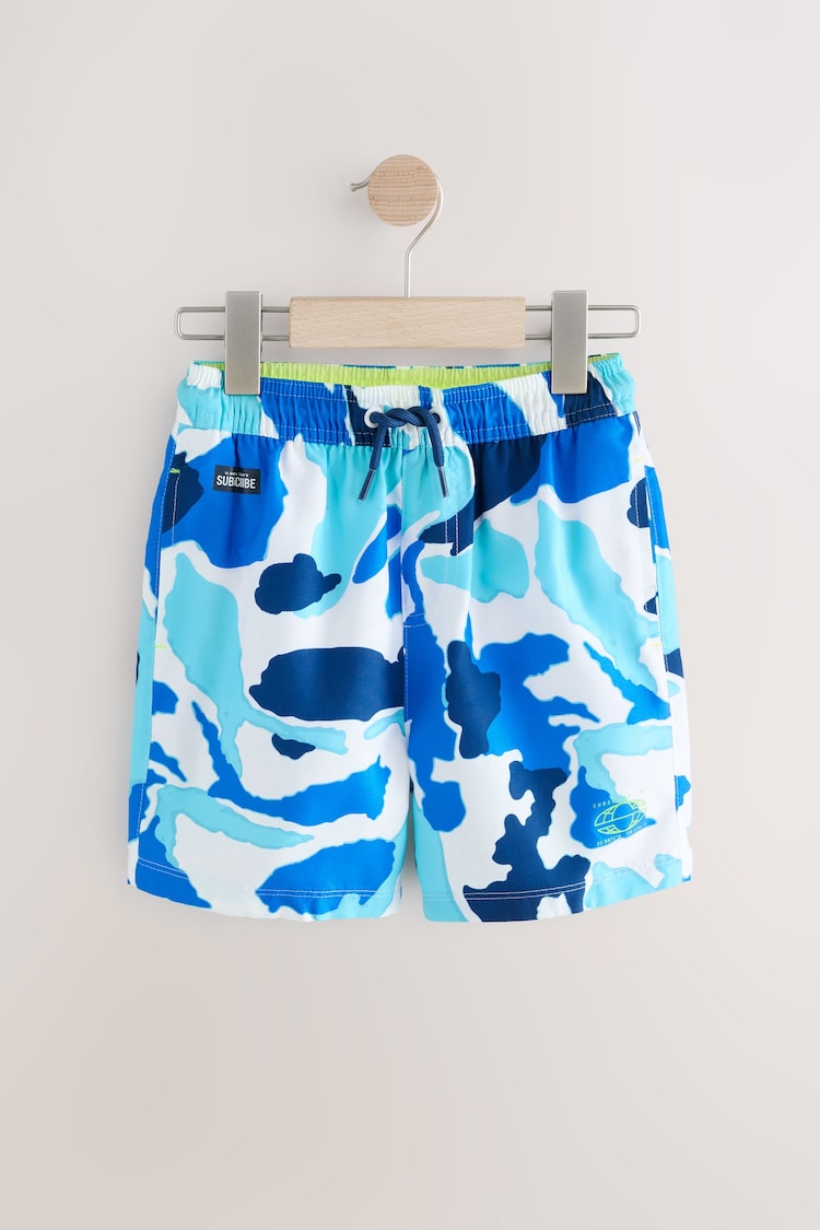 Light Blue Camo Printed Swim Shorts (3-16yrs) - Image 1 of 1
