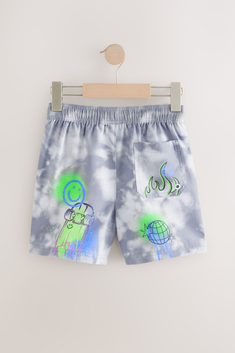 Black/White Graffiti Printed Swim Shorts (3-16yrs) - Image 1 of 1