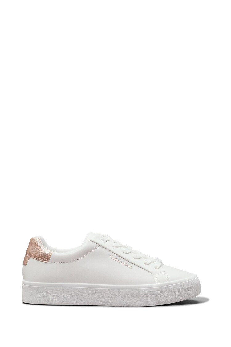 Calvin Klein White Lace-Up Trainers - Image 1 of 1