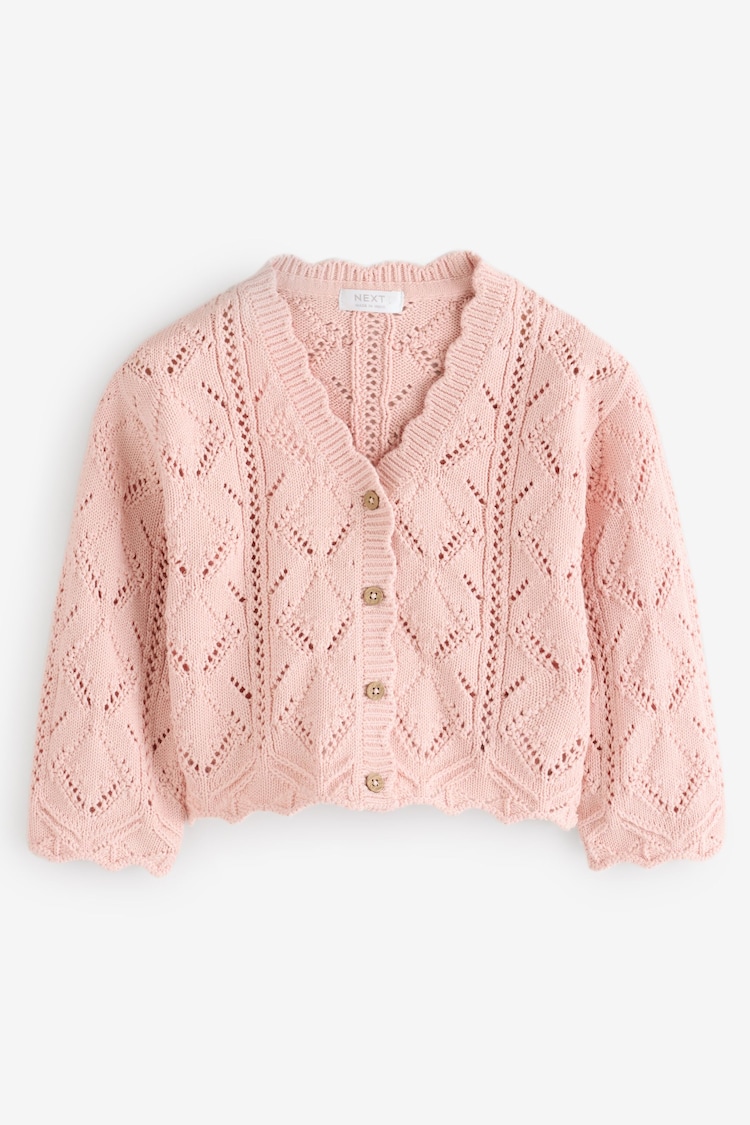 rožnata - 100% bombaž V-izrez; z V-izrezom Knitted pletena jopa (3mths-7yrs) - Slika 1 iz 1