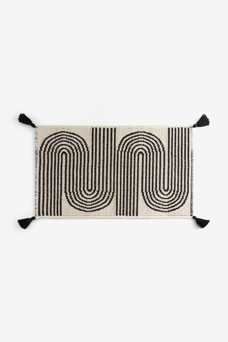 Black/White Geo Swirl 100% Cotton Bath Mat - Image 1 of 1