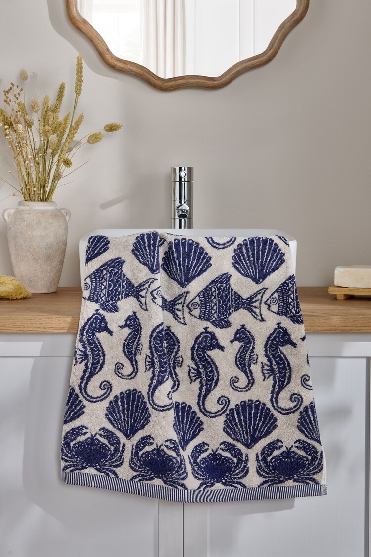 Blue Seahorse 100% Cotton Towel - Image 1 of 1