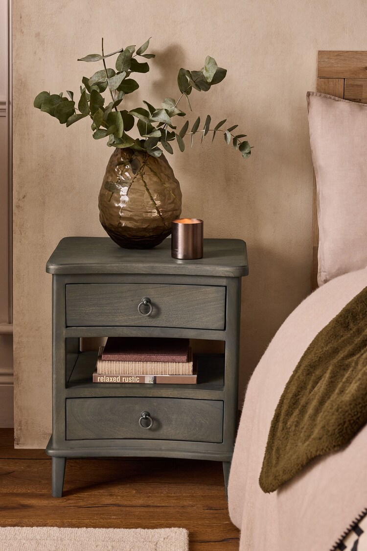 Light Grey Sadie Solid Mango Wood 2 Drawer Bedside Table - Image 1 of 1