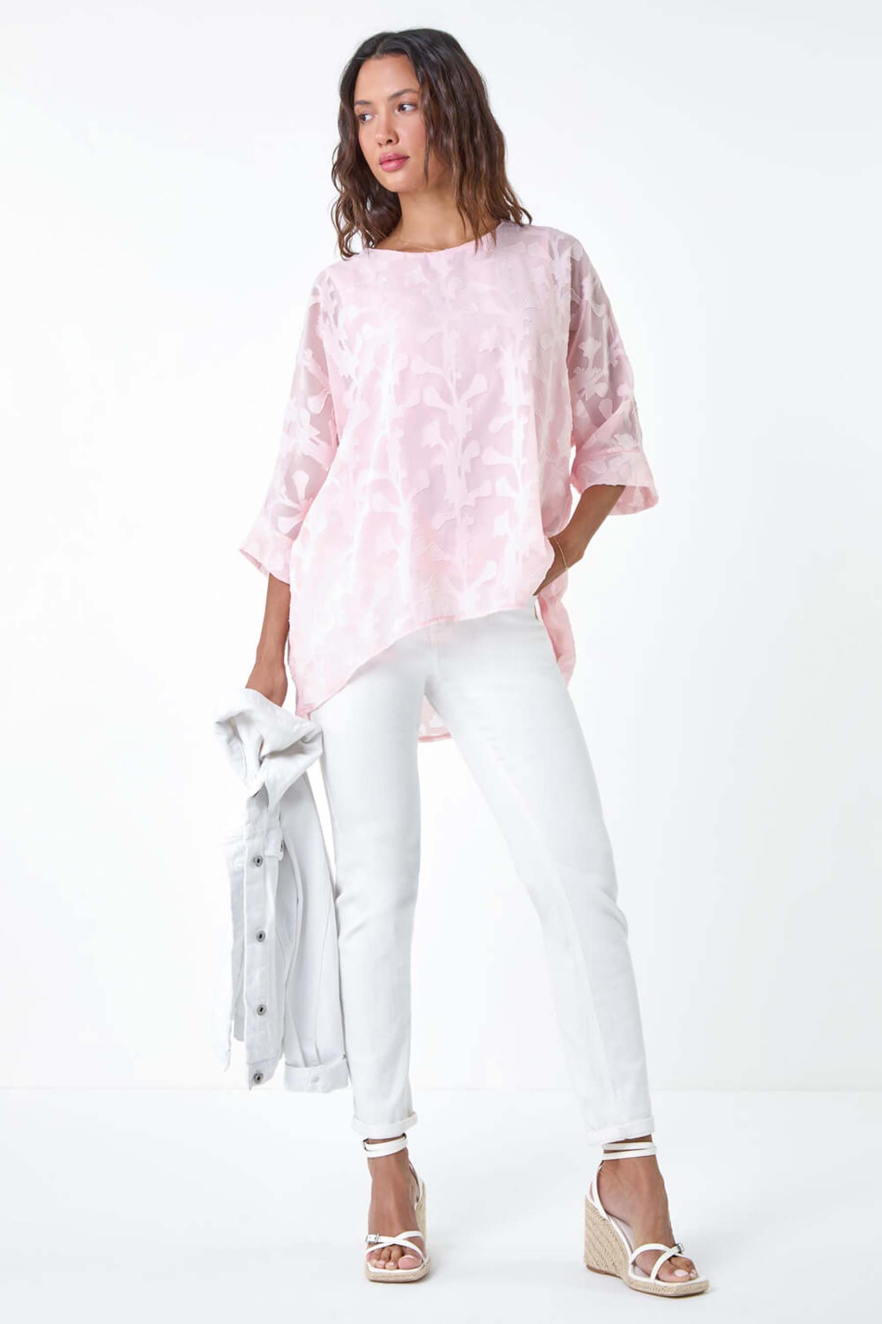 Ink Scribbles Crinkle Burnout Layered Hem Top