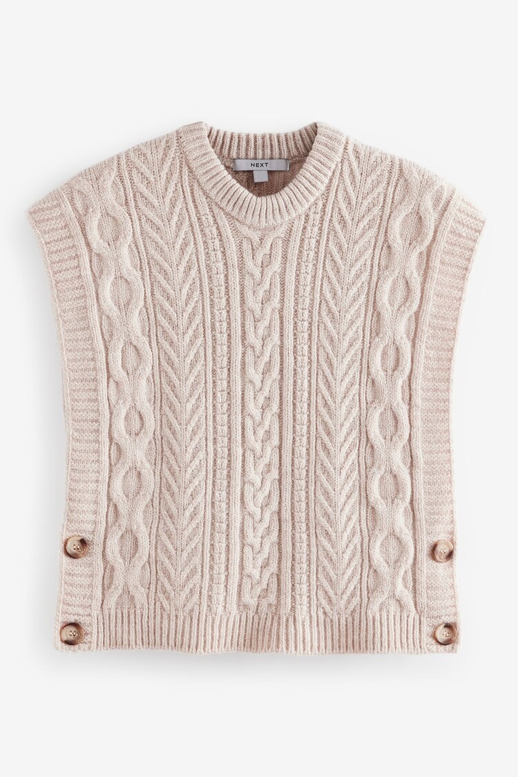 Ecru Cable Knit Button Side Tank - Image 1 of 1