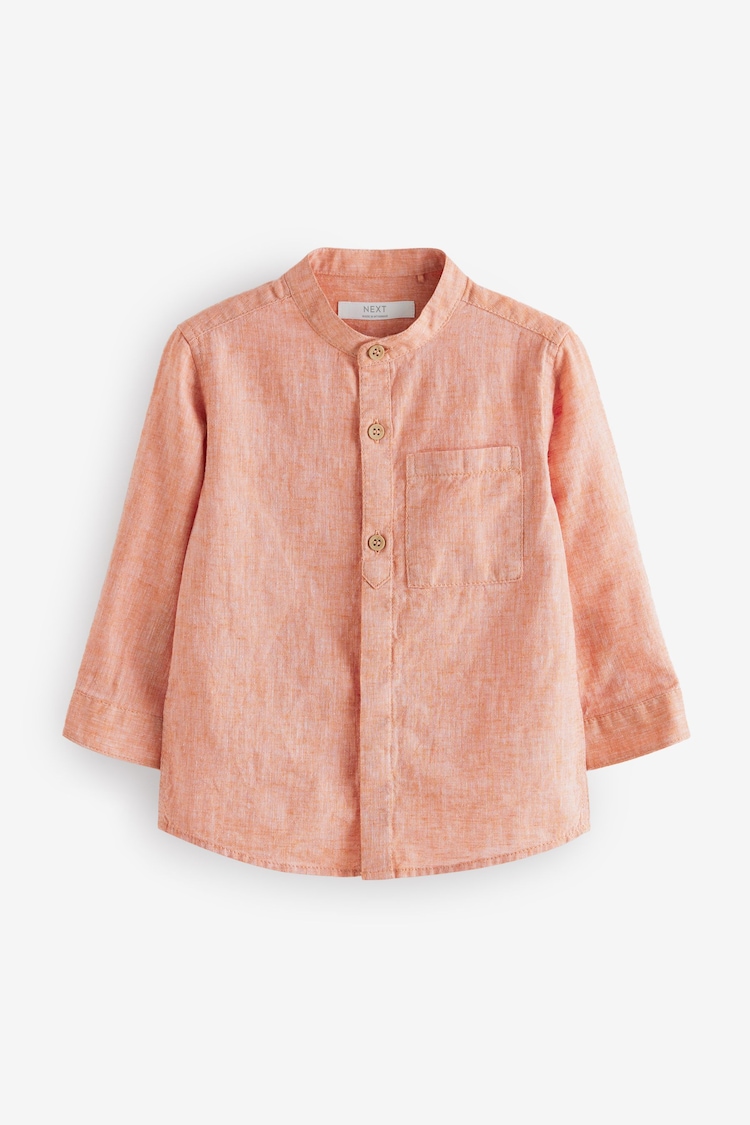 Orange Grandad Collar Linen Mix Shirt (3mths-7yrs) - Image 1 of 1