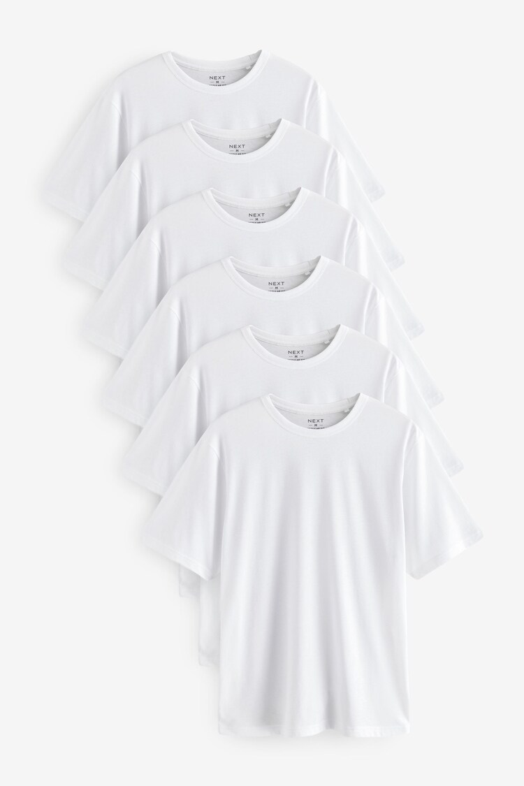 White Basic Crew Neck Regular Fit T-Shirt 6 Pack - Image 1 of 1