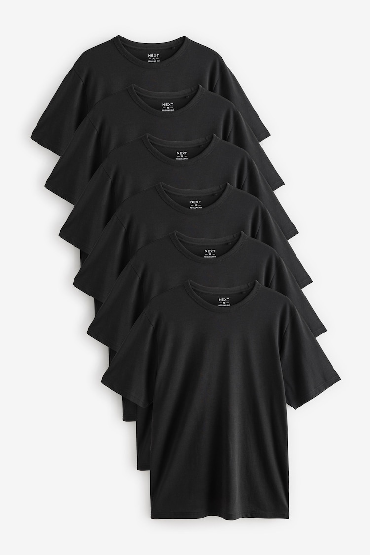 Noir - Basic Crew Neck Regular Fit T-Shirt 6 Pack - Image 1 de 1