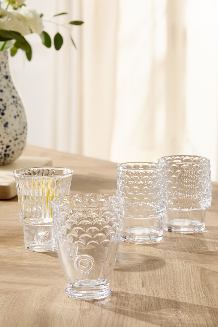 Set of 4 Clear Fish Stacking Tumbler Glasses - Image 1 of 1