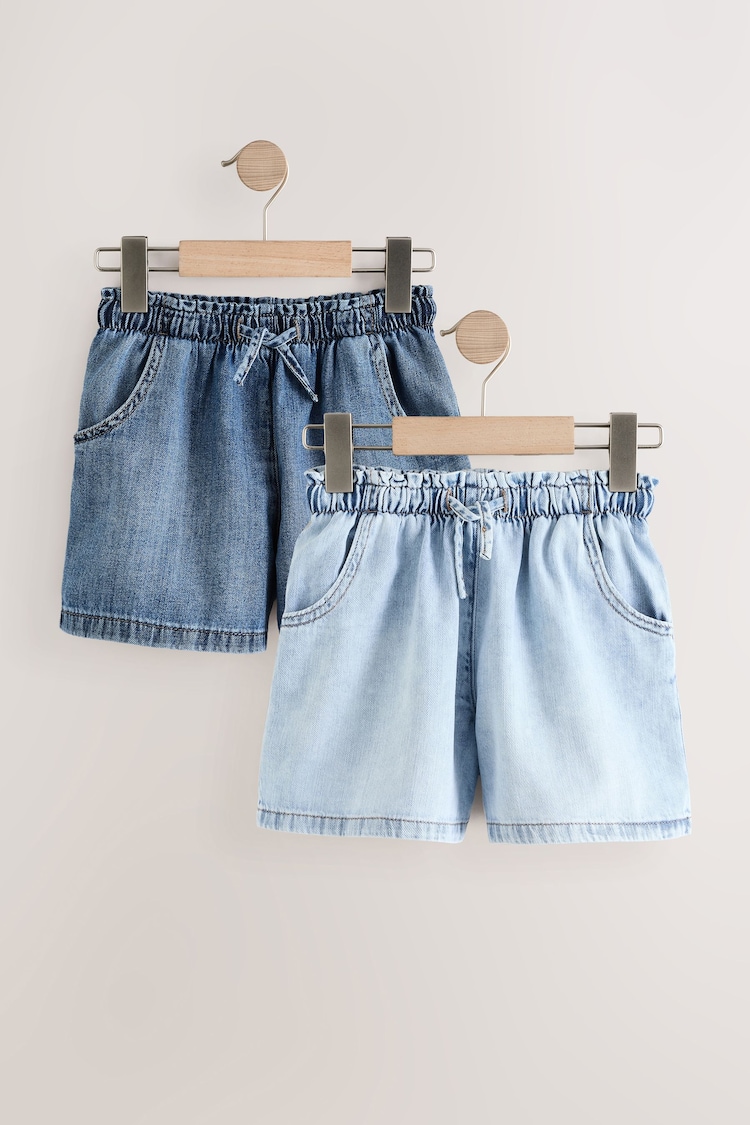 Mid Blue 100% Cotton Denim Shorts 2 Pack (3-16yrs) - Image 1 of 1