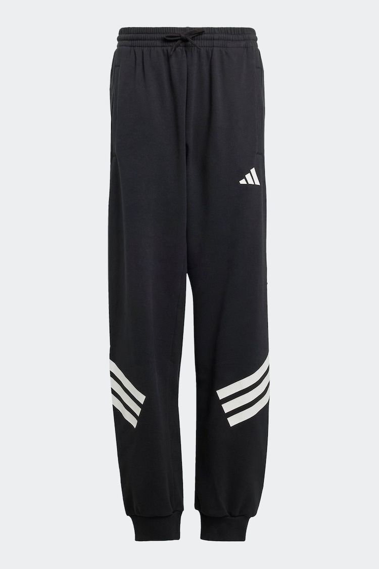 adidas Black Future Icons 3 Stripe Wide Leg Joggers - Image 1 of 1