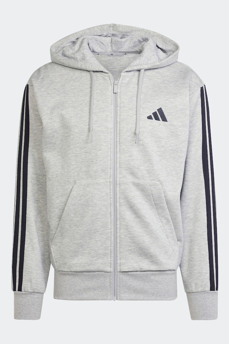adidas Grey Essentials 3-Stripes Fleece Hoodie - Image 1 of 1