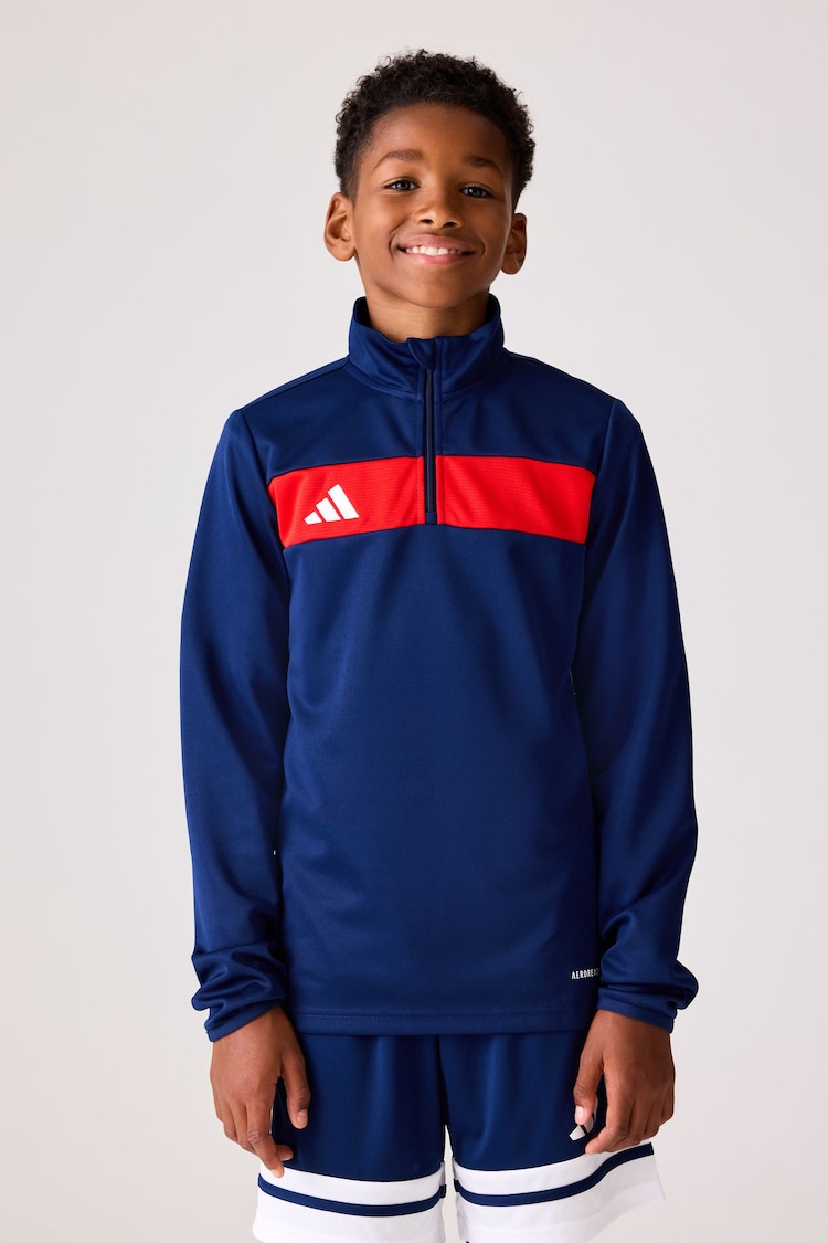 adidas Blue Chrome Tiro Essentials Quarter Zip Training Sweat Top - Image 1 of 1