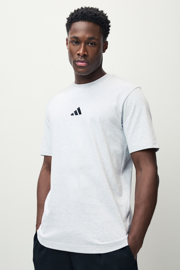adidas Grey Essentials Small Logo Single Jersey T-Shirt - Image 1 of 1