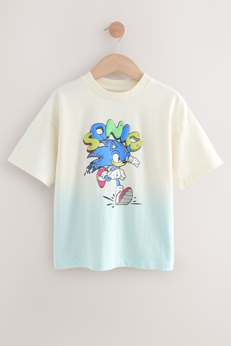 Кремовый/синий - Футболка с лицензированным принтом Sonic (3-16лет) - Изображение 1 из 1