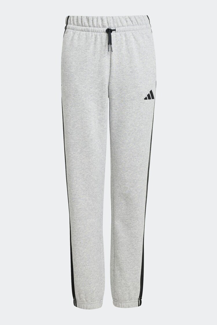 adidas Grey 3 Stripe Fleece Joggers - Image 1 of 1