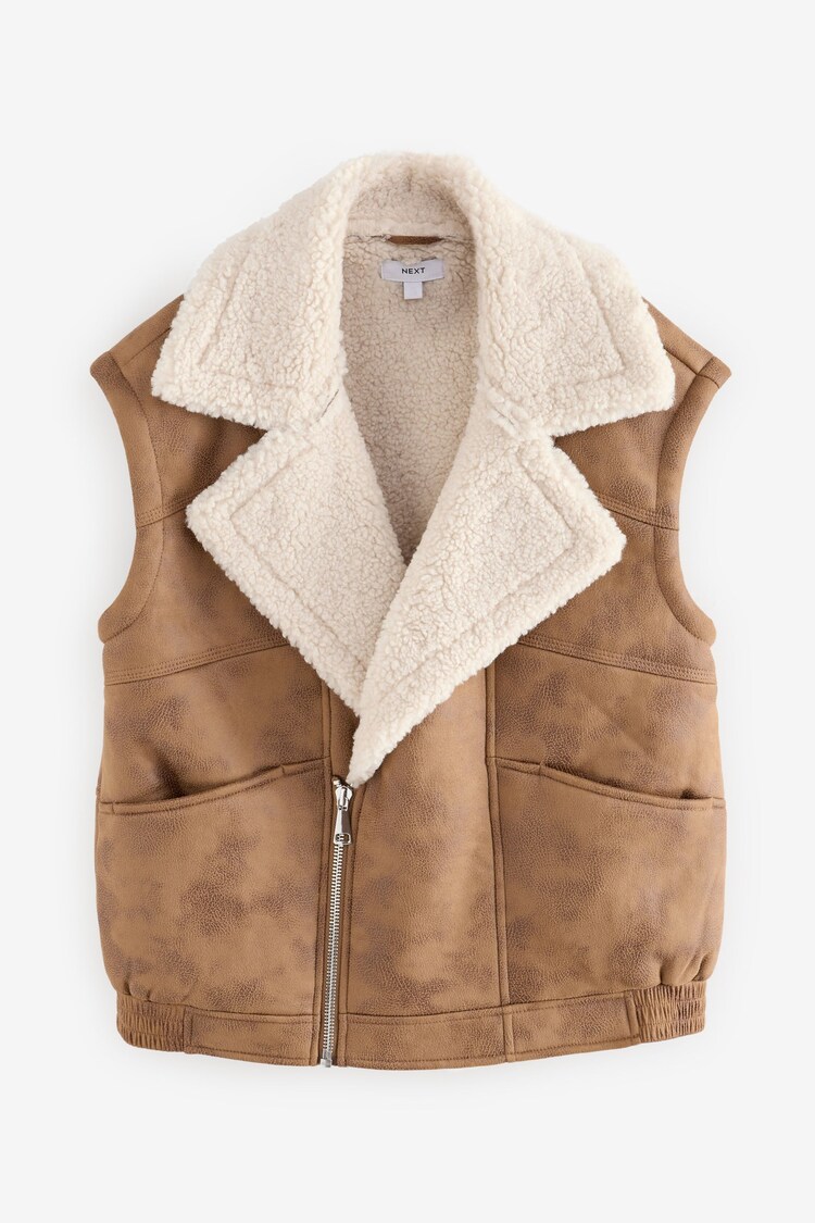 Brown Faux Shearling Gilet - Image 1 of 1