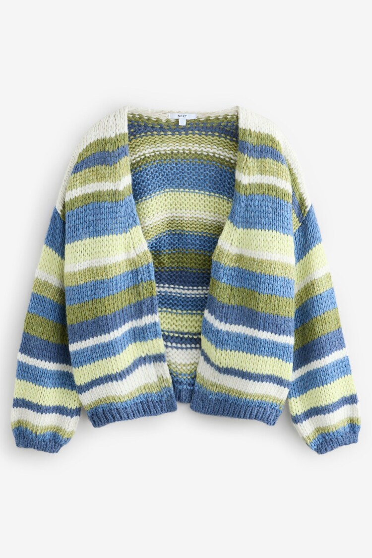 Green Stripe Soft Touch Fuzzy Knitted Cardigan - Image 1 of 1