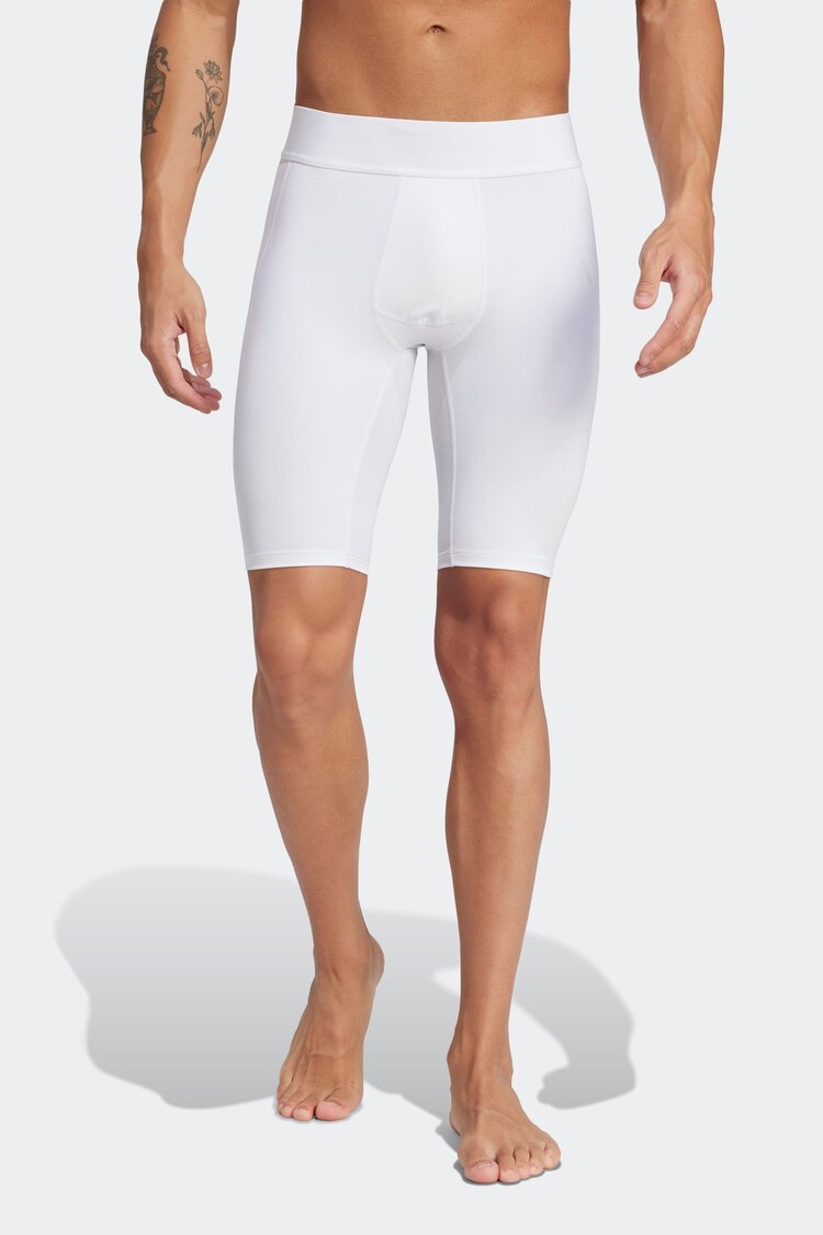 adidas White Techfit Short Tights - Image 1 of 1