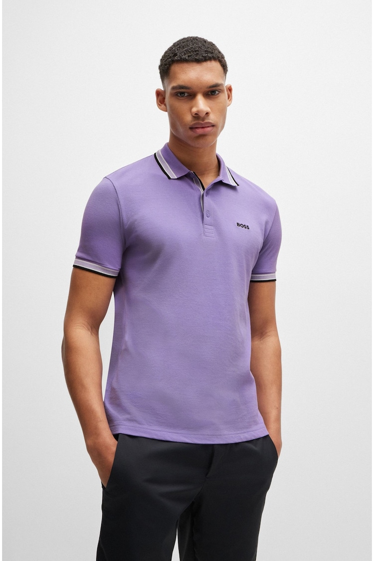 Lila - BOSS – Paddy – Polo-Shirt mit Streifen aus 100 % Baumwolle - Bild 1 von 1