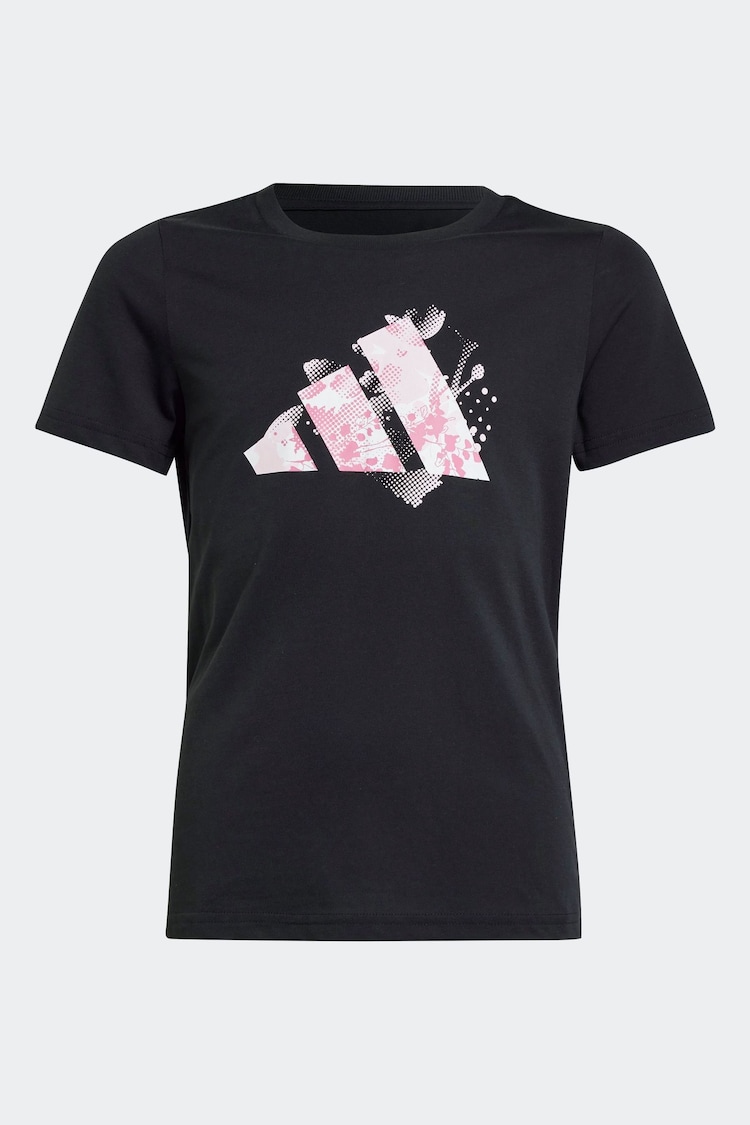 adidas Black Flower Print Training Graphic T-Shirt - Image 1 of 1
