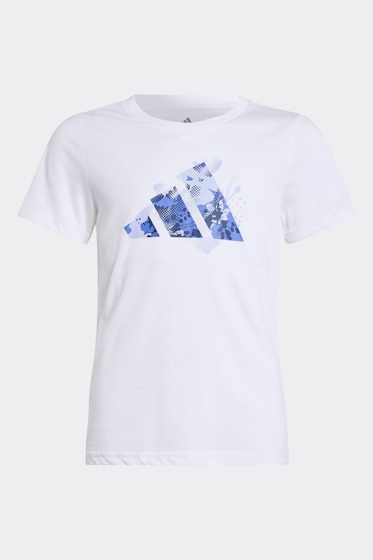 adidas White Flower Print Training Graphic T-Shirt - Image 1 of 1